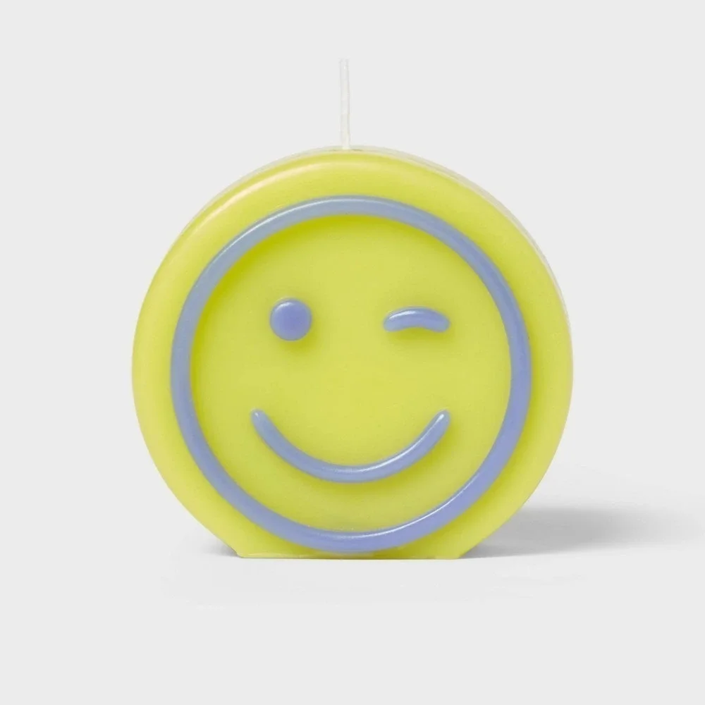 Green Smiley Face Candle Set Room Essentials 2 Pack Decor 3